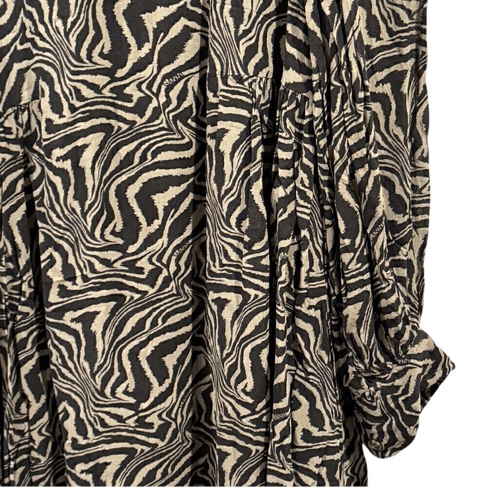 Ganni Gathered printed georgette mini dress Size EU 34 - Picture 10 of 14